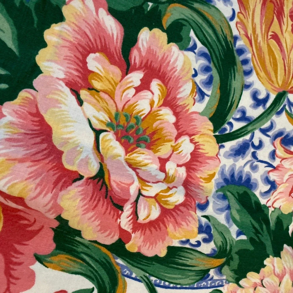 Tablecloth Home Decor 57x96 Multicolor Floral Chinoiserie Peony 80s cottagecore